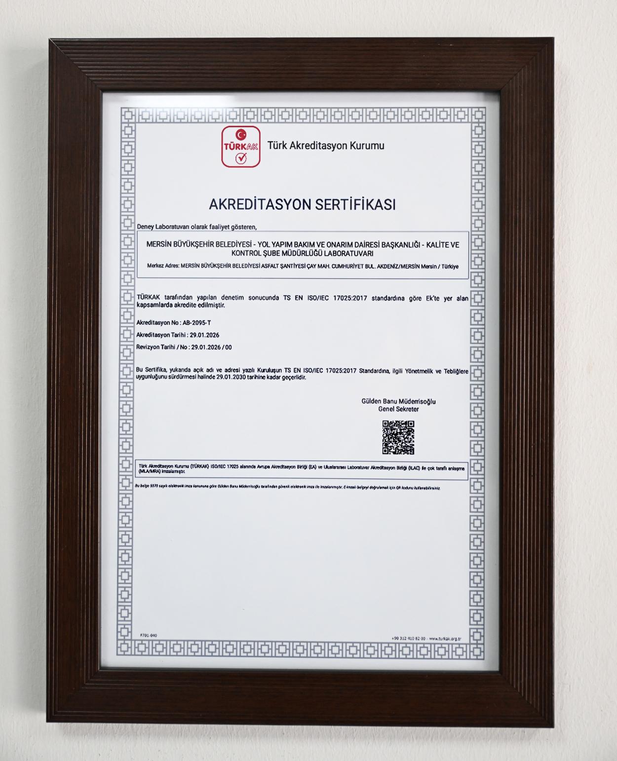 Mersin Büyükşehir Kaliteyi Akreditasyon Sertifikası İle Taçlandırdı